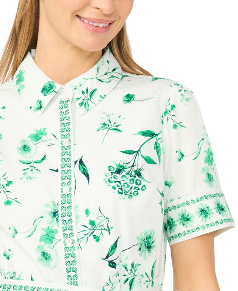Women's Collared Short-Sleeve Mini Shirt-Dress