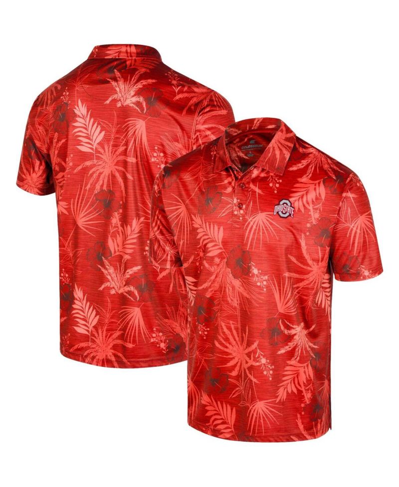 Men's Scarlet Ohio State Buckeyes Palms Team Polo Shirt