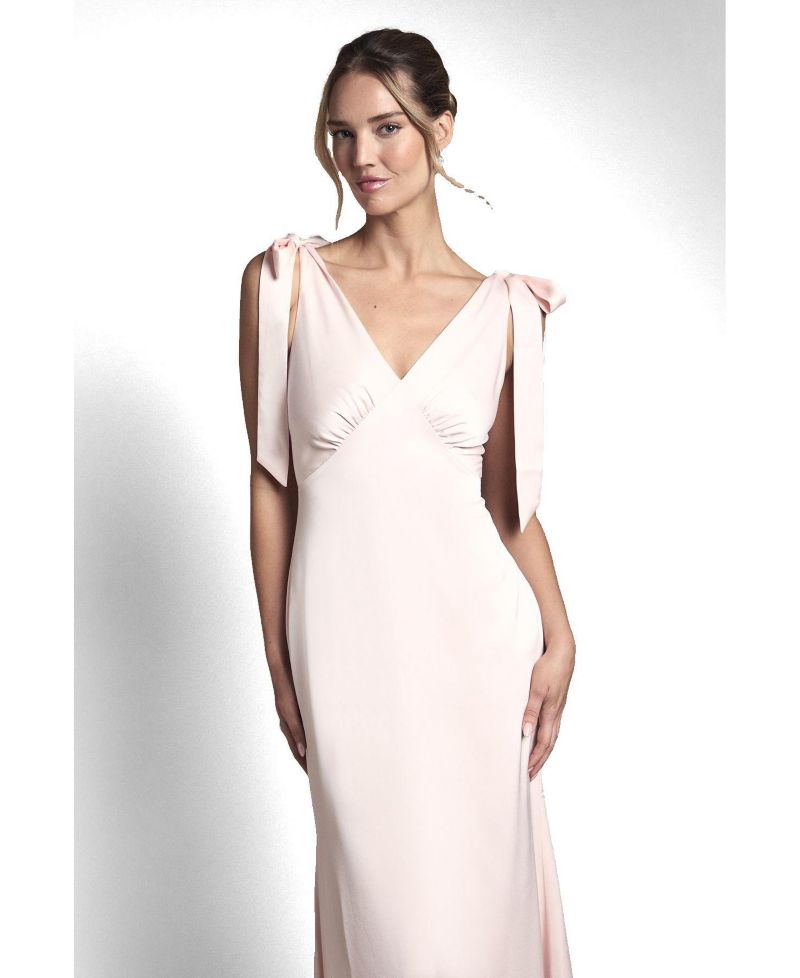 Women's V-Neck Crepe Maxi Dress