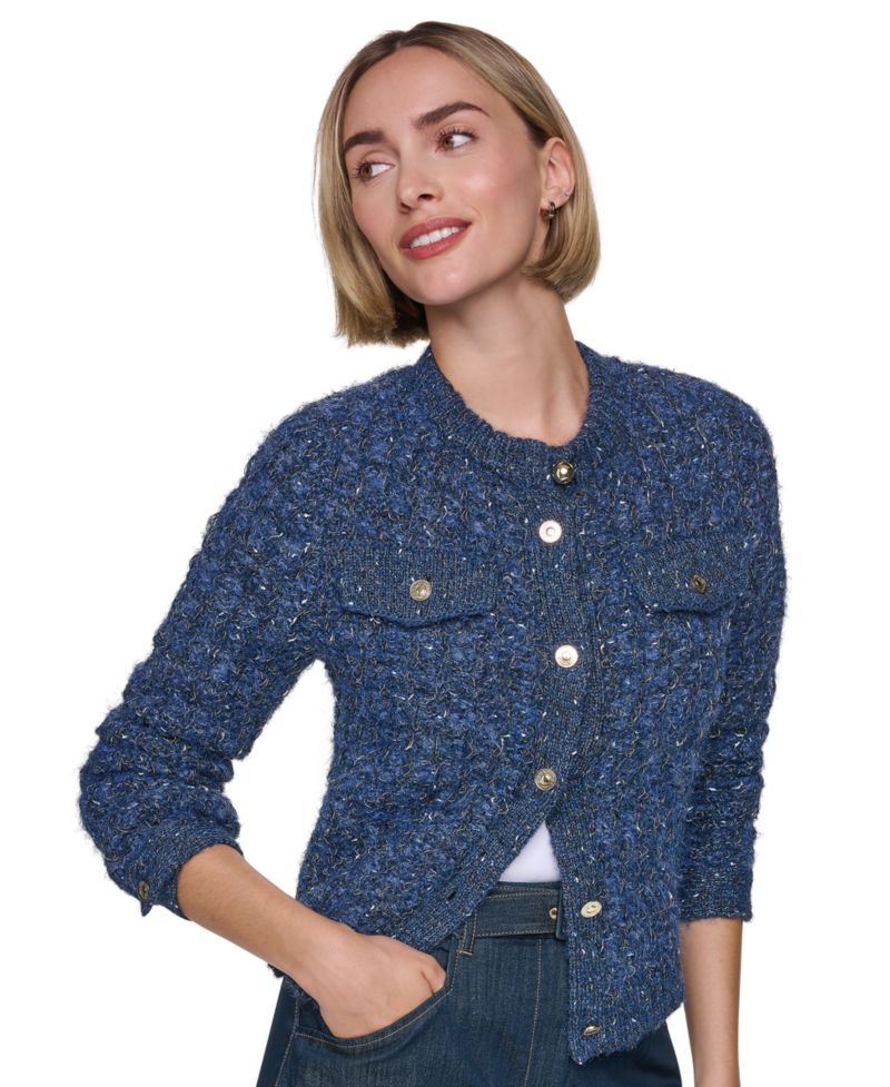 Women's Five-Button-Front Sweater Denim Jacket