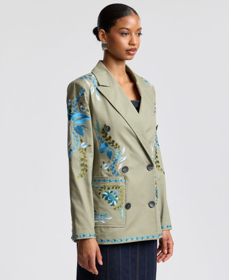 Women's Embroidered Double-Breasted Blazer
