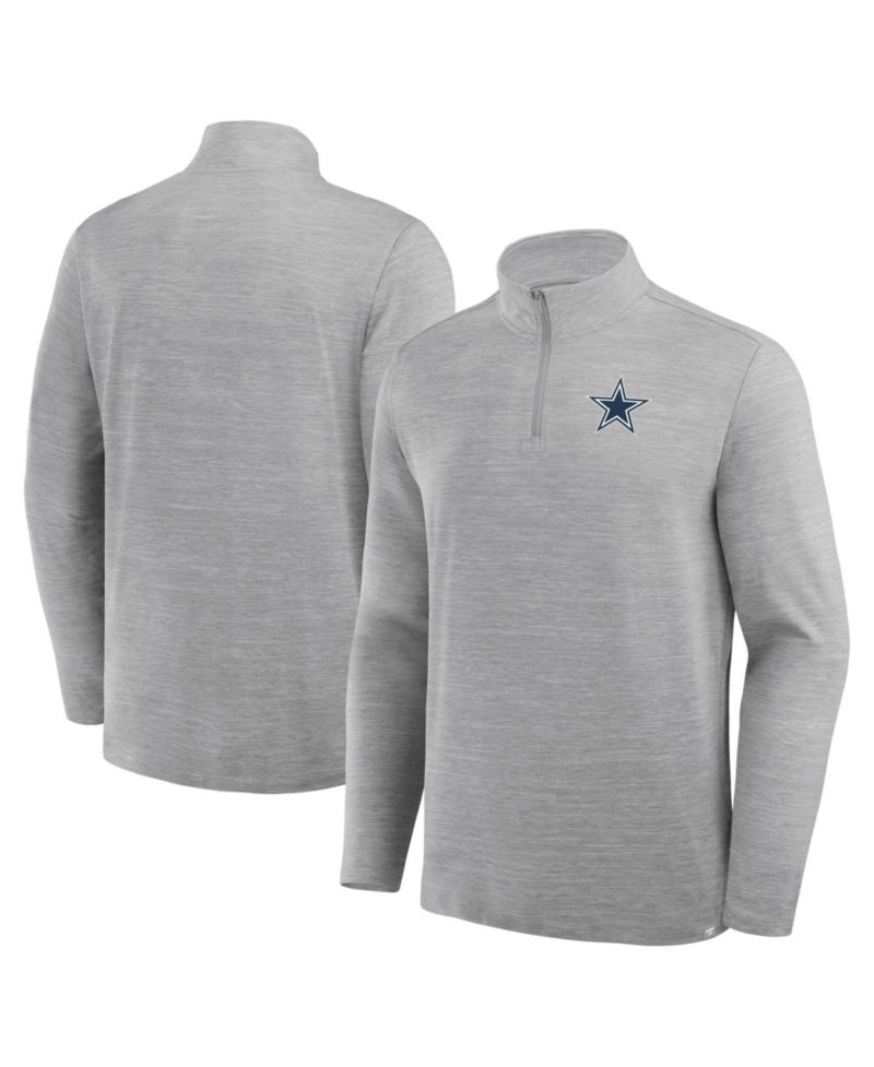 Men's Heather Gray Dallas Cowboys Clutch Quarter-Zip Pullover Sweatshirt