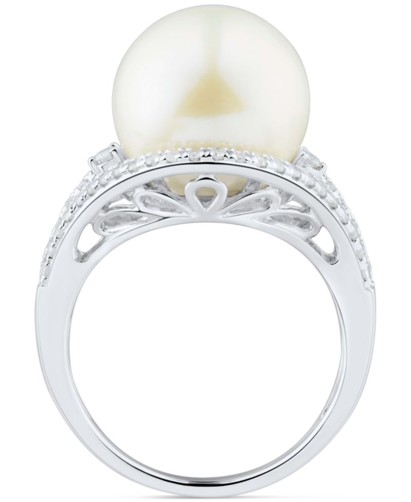 Cultured White Ming Pearl (11-13mm) & Diamond (1/3 ct. t.w.) Ring in 14k Gold