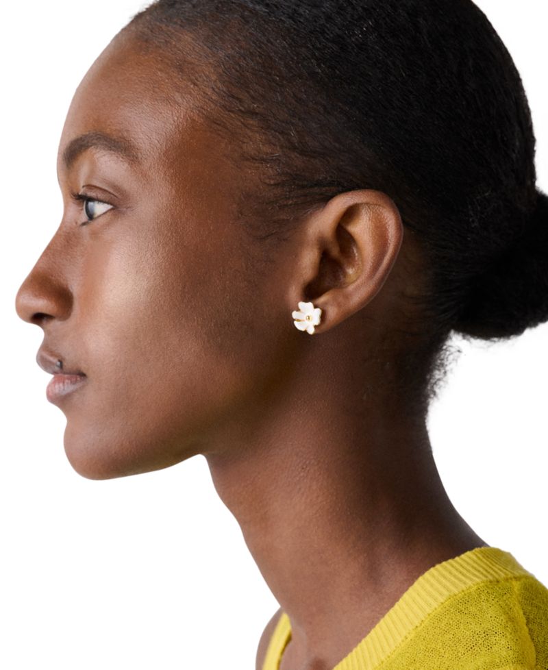 Cubic Zirconia Golden Bloom Flower Stud Earrings