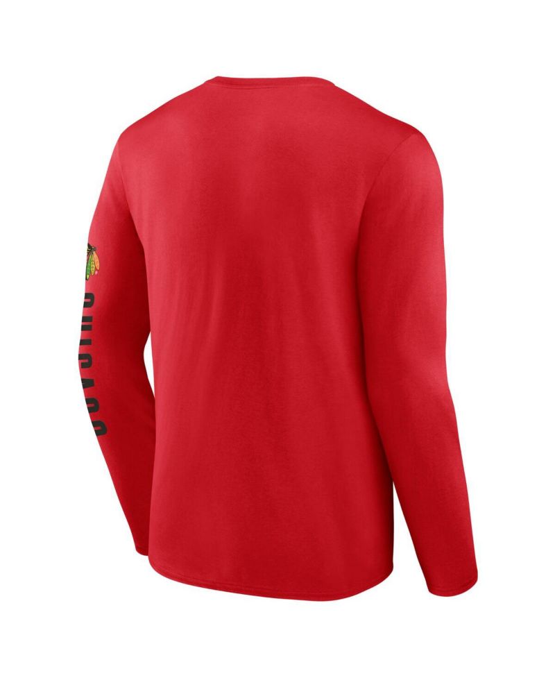 Men's Red Chicago Blackhawks Headline Long Sleeve T-Shirt