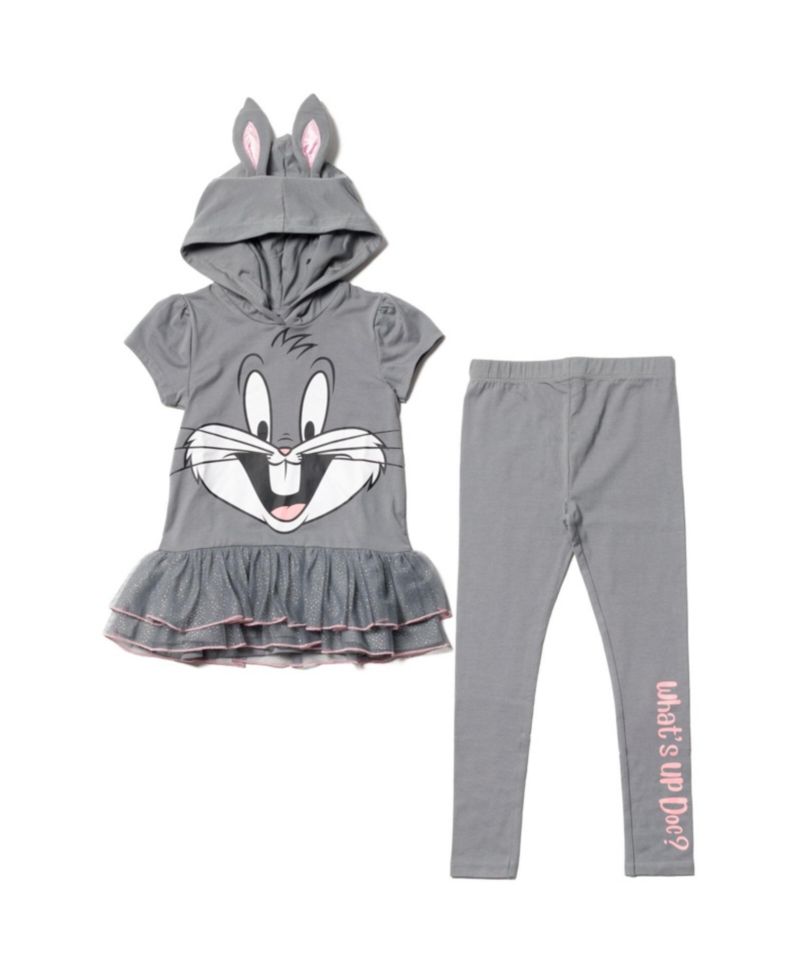 Girls Buggs Bunny Cosplay T-Shirt Dress and Leggings Outfit Set