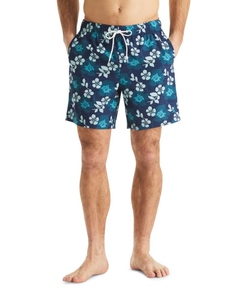 Men's 7" Floral Print Full Elastic Boxer Liner Swim Shorts