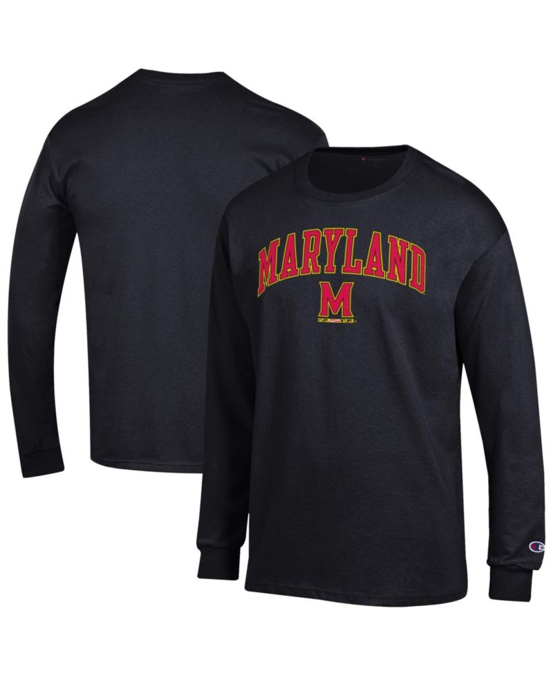 Men's Black Maryland Terrapins Arch Over Logo Long Sleeve T-Shirt