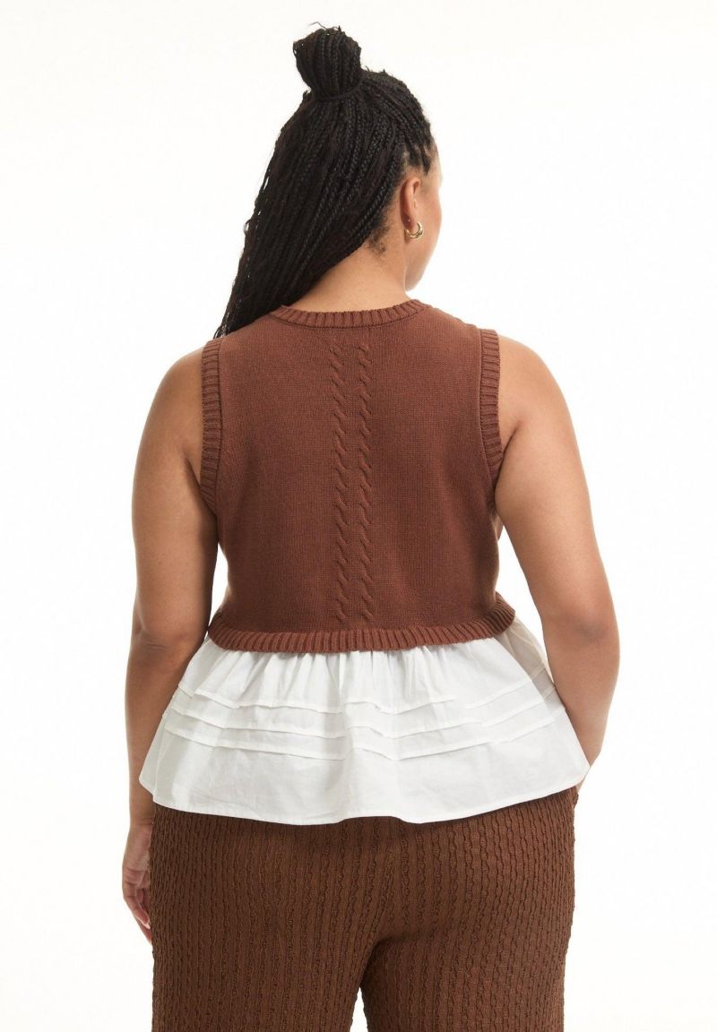 Women's June and Vie Sleeveless Peplum Sweater
