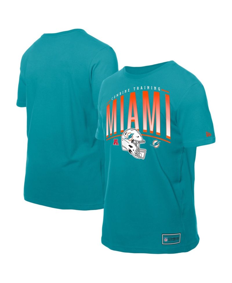 Men's Aqua Miami Dolphins Combine Authentic Training Throwback T-Shirt
