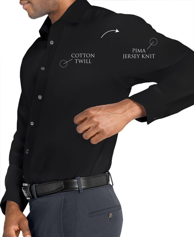 Men's Solid Hybrid Slim Fit Easy Care Long Sleeve Shirt