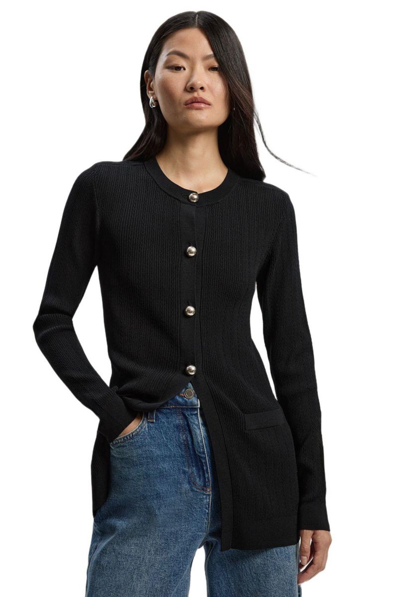 Women's Dome Button Longline Knitted Cardi