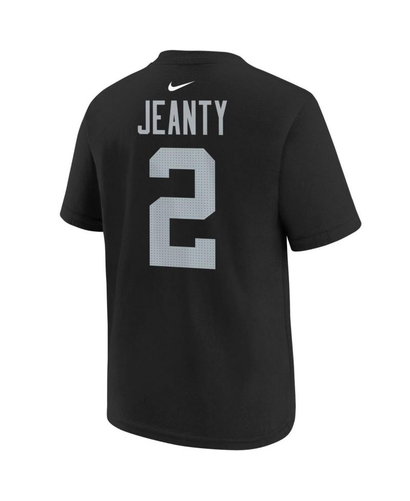 Big Boys and Girls Ashton Jeanty Black Las Vegas Raiders 2025 NFL Draft First Round Pick Name & Number T-Shirt