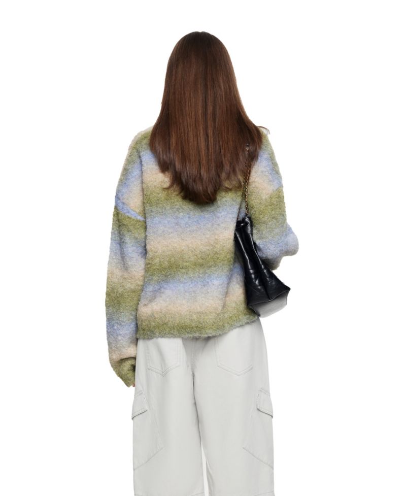 Women's Loyalty Knit Striped Fuzzy-Knit Sweater