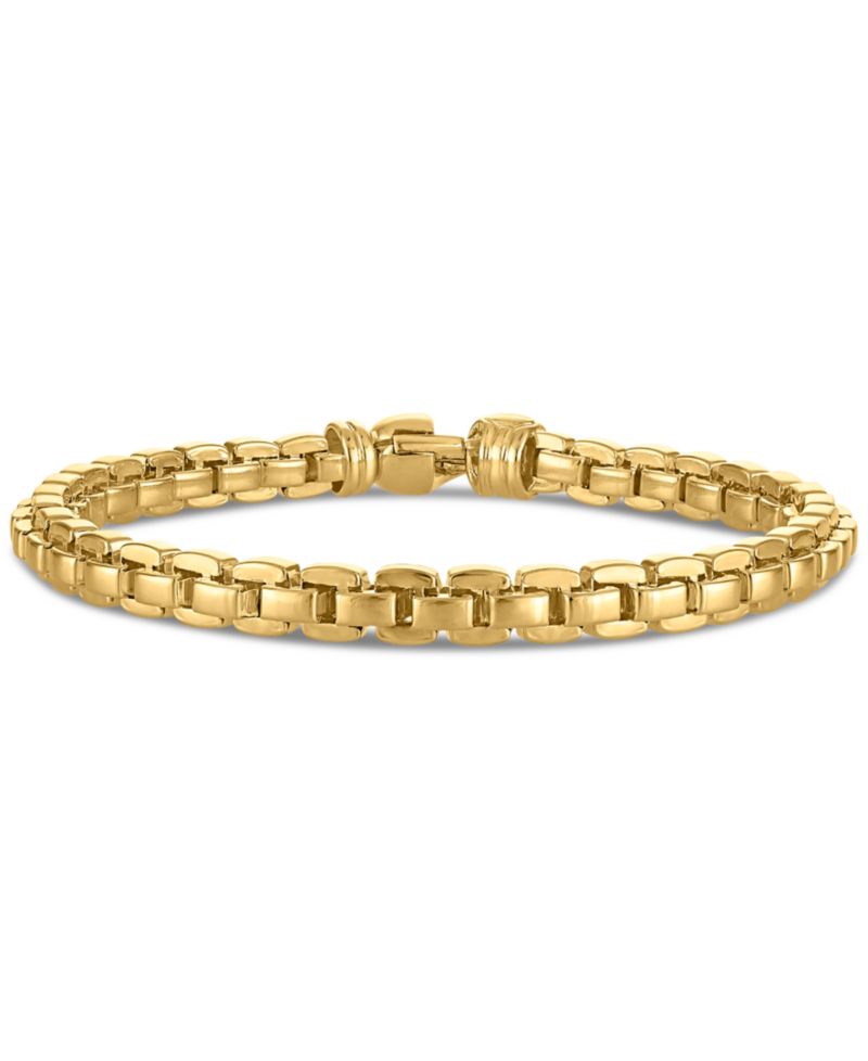 Men's Venezia Box Link Chain Bracelet in 14k Gold-Plated Sterling Silver