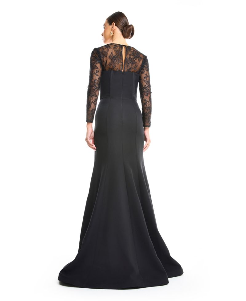 Women's Sweetheart Sheer 3/4-Length Lace Sleeves Mermaid Evening Gown