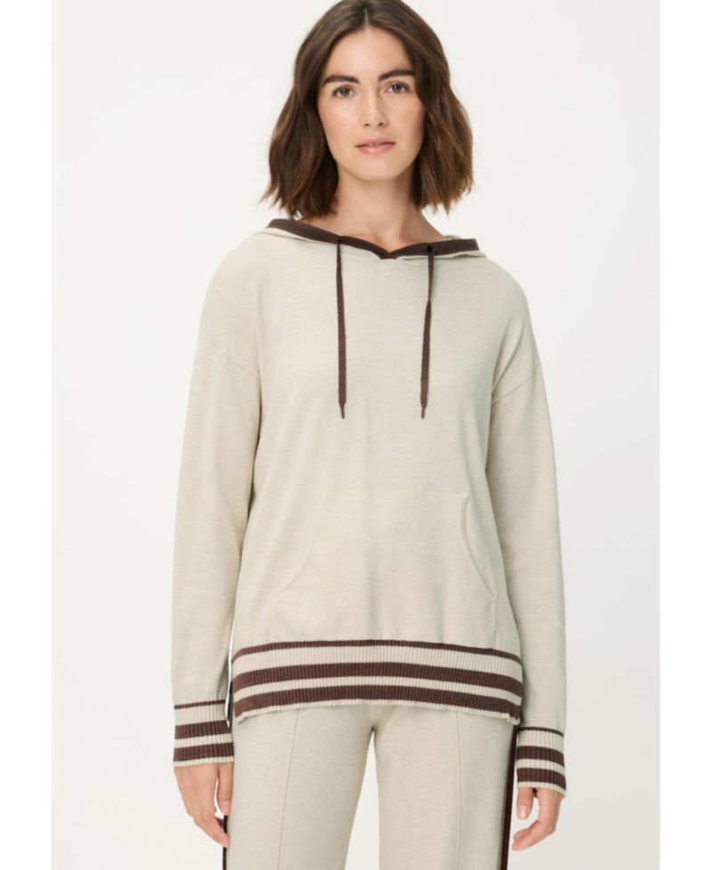 Women's Knit Hoodie Pullover with Stripes