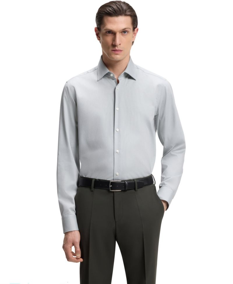 Men's Stretch-Cotton Dobby Regular-Fit Dress Shirt