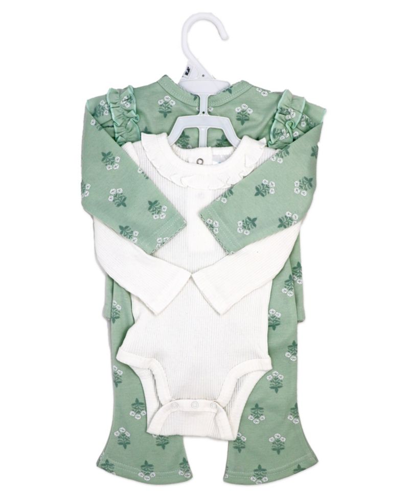 Baby Girls Misty Rose Bell Bodysuit, Pants and Jacket, 3-Piece Set