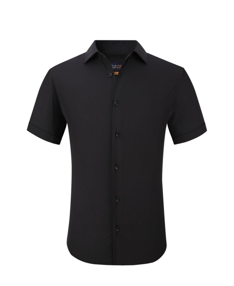Men's Slim Fit Performance Short Sleeves Solid Button Down Shirt