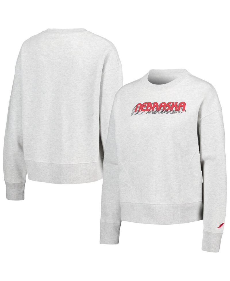 Women's Ash Nebraska Huskers Boxy Pullover Sweatshirt