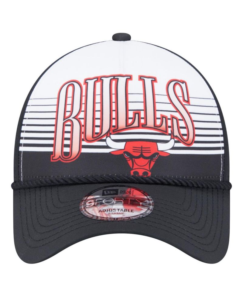 Men's Black Chicago Bulls Throwback Gradient A-Frame 9FORTY Adjustable Hat