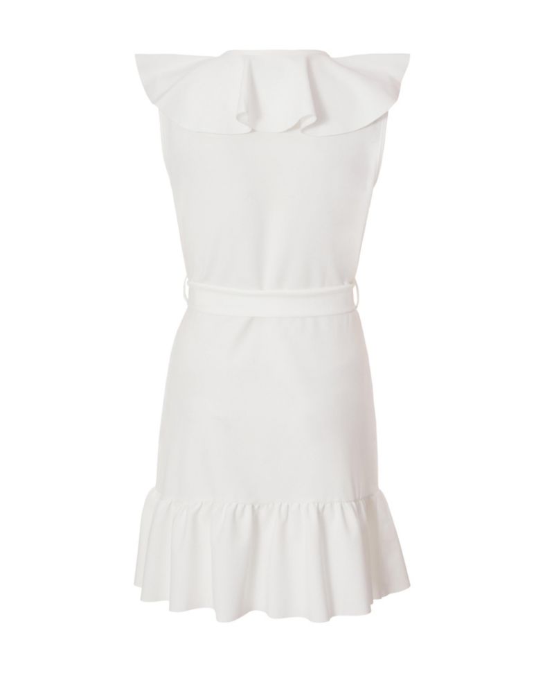 Women's Scuba Crepe Frill Detail Wrap Dress