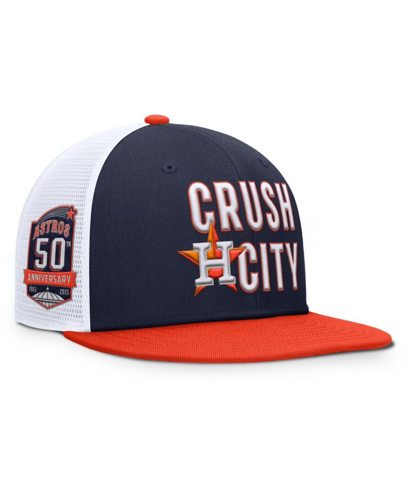 Men's Navy/Orange Houston Astros Pro Performance Trucker Snapback Hat