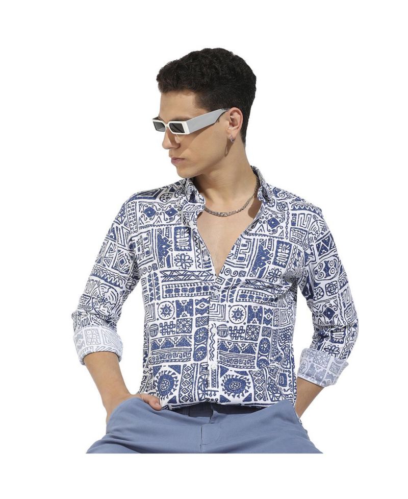 Men's Contrast Aztec Shirt