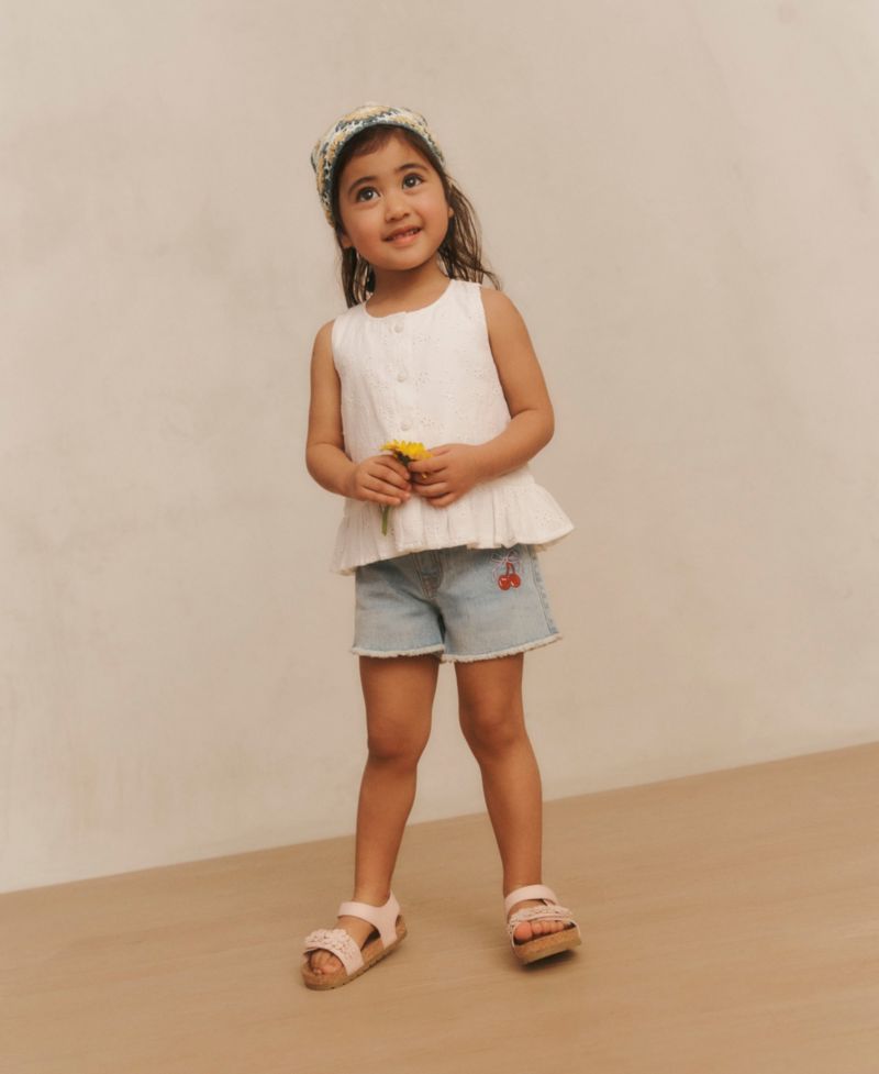 Toddler Girls' 2T-5T Bow Cherry Denim Shorts