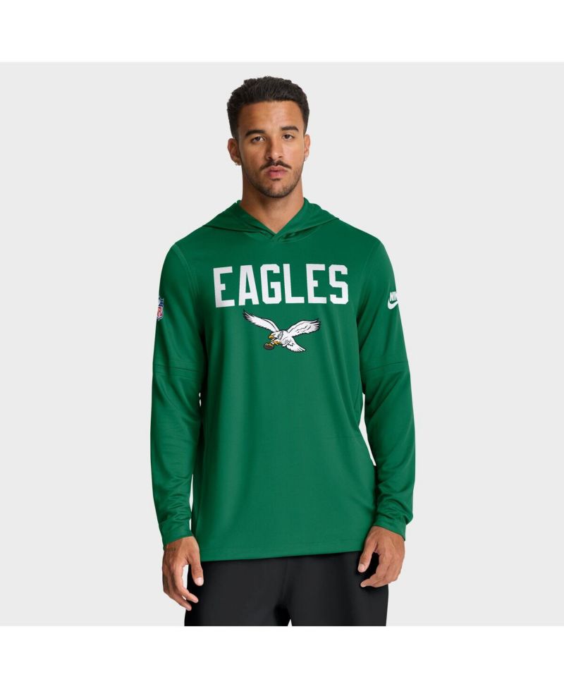 Men's Kelly Green Philadelphia Eagles Big & Tall Alt Pack Performance Long Sleeve Hoodie T-Shirt