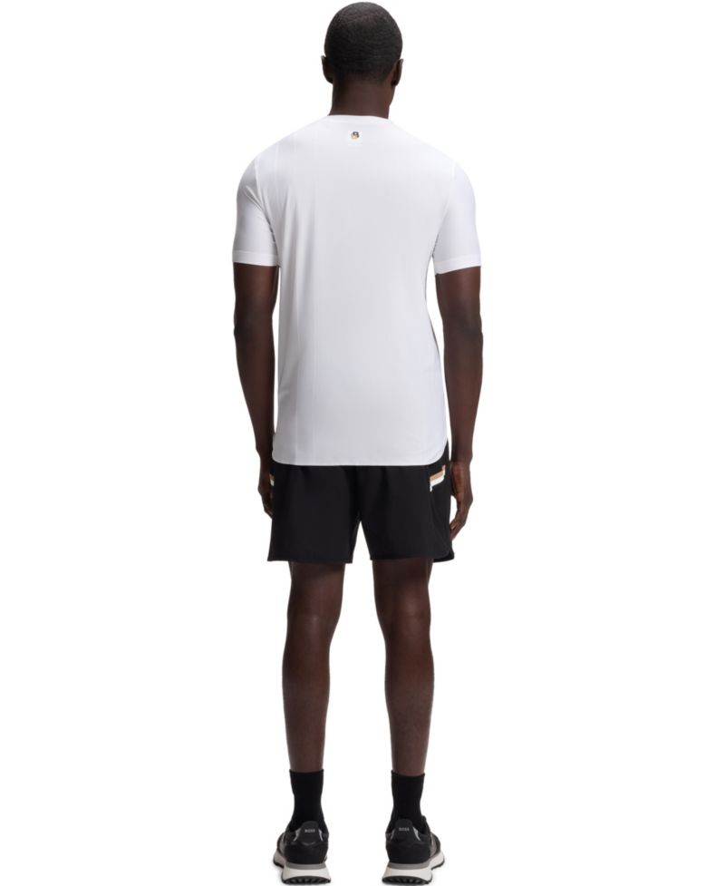 Men's Active Jacquard-Stripe Logo Slim-Fit T-Shirt