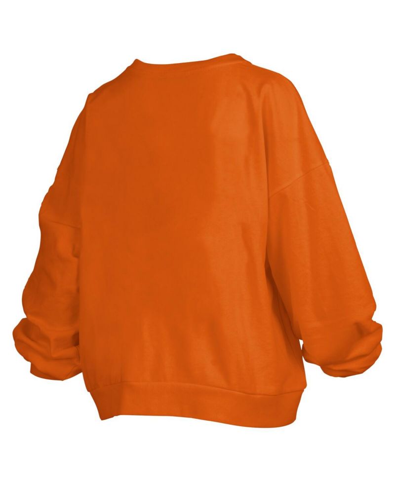 Women's Texas Orange Texas Longhorns Big Aug Script Janice Oversized Pullover Sweatshirt