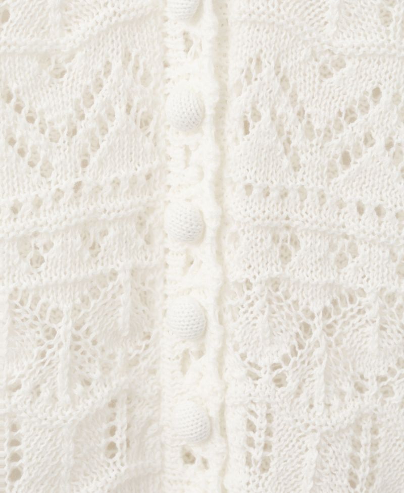 Women's Short-Sleeve Open-Knit Cardigan Sweater