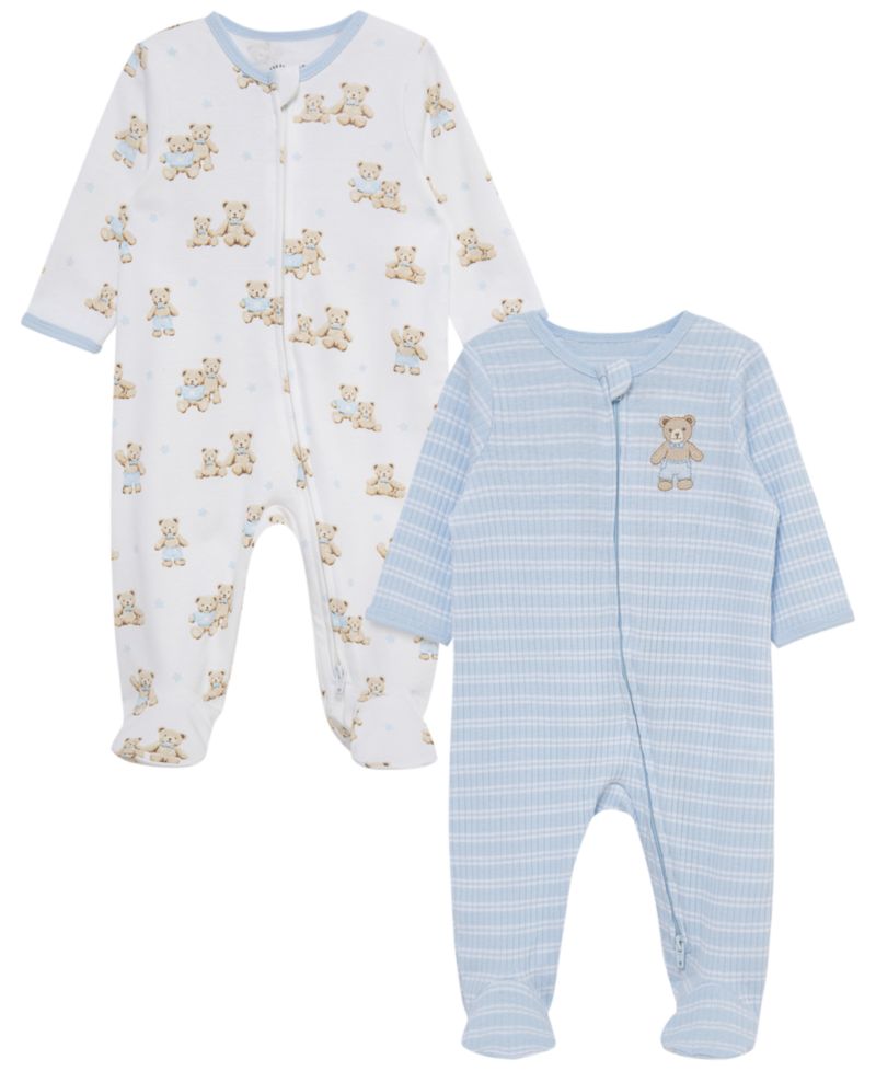 Baby Boys' Cotton Long-Sleeve Coverall, 2-Pack