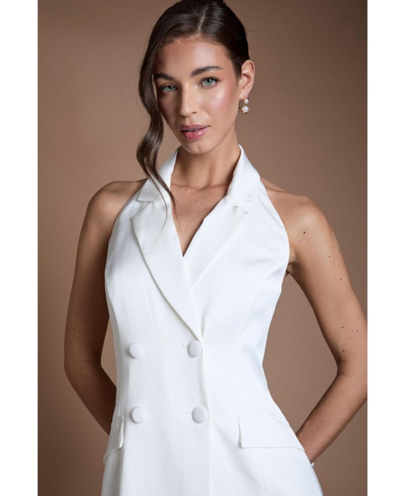 Women's Halter-Neck Sleeveless Blazer Dress