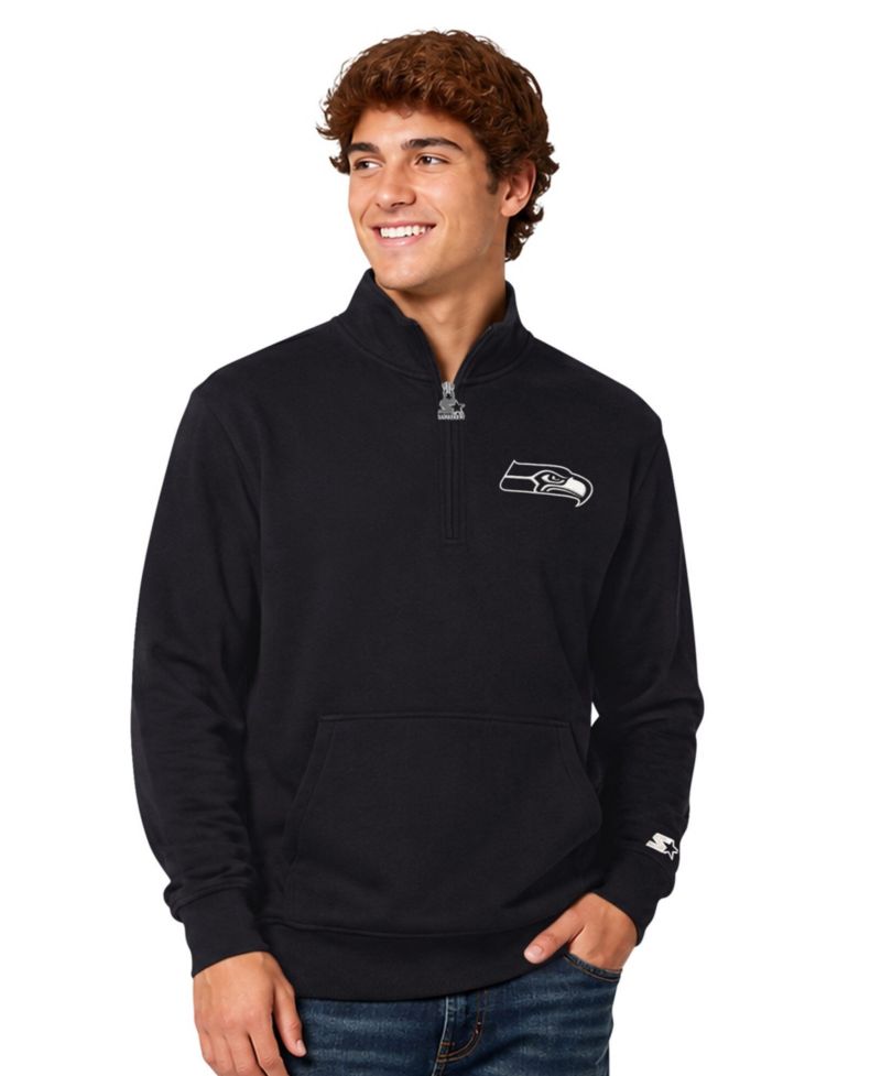 Men's Black Seattle Seahawks Thursday Night Gridiron Batwing Quarter-Zip Sweatshirt