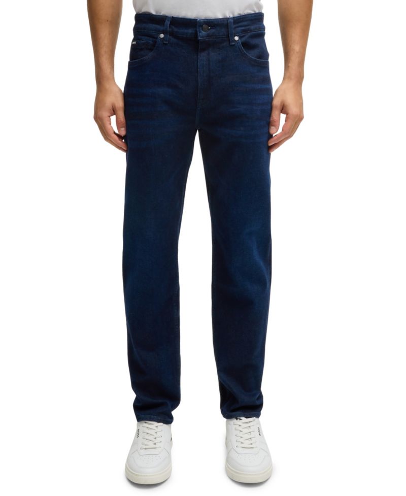 Men's Dark-Blue Soft Denim Regular-Fit Jeans