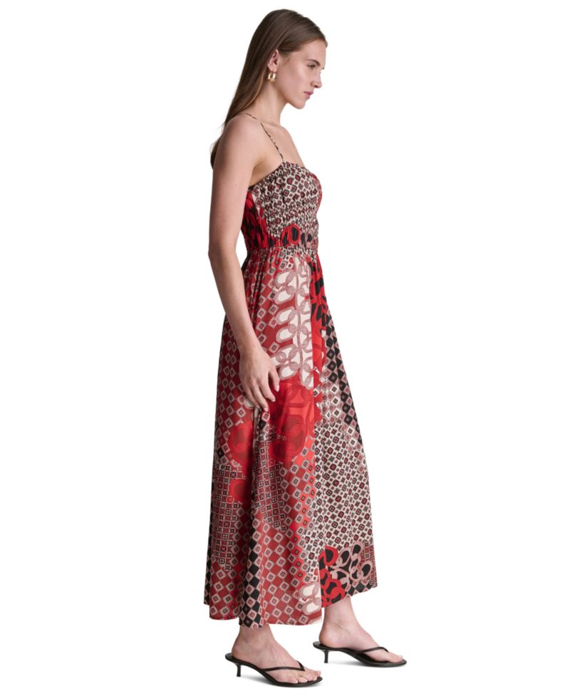 Women's Printed Square Neck Sleeveless Dress