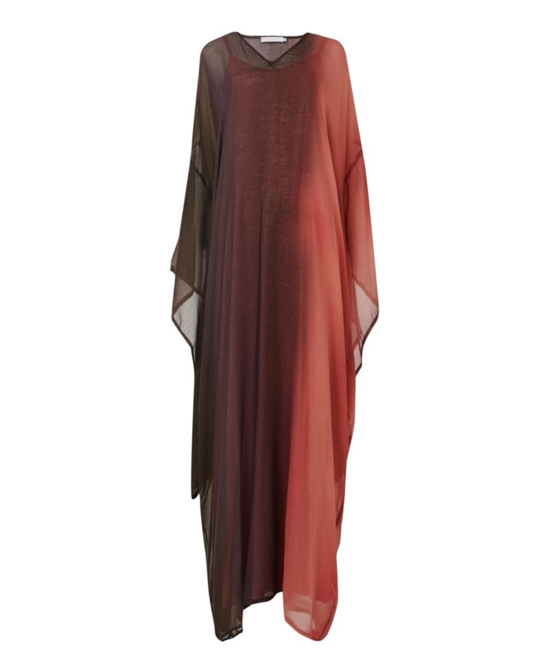 Women's Kimono Kaftan Loose-Fit V-Neck Gradient-Print Dress