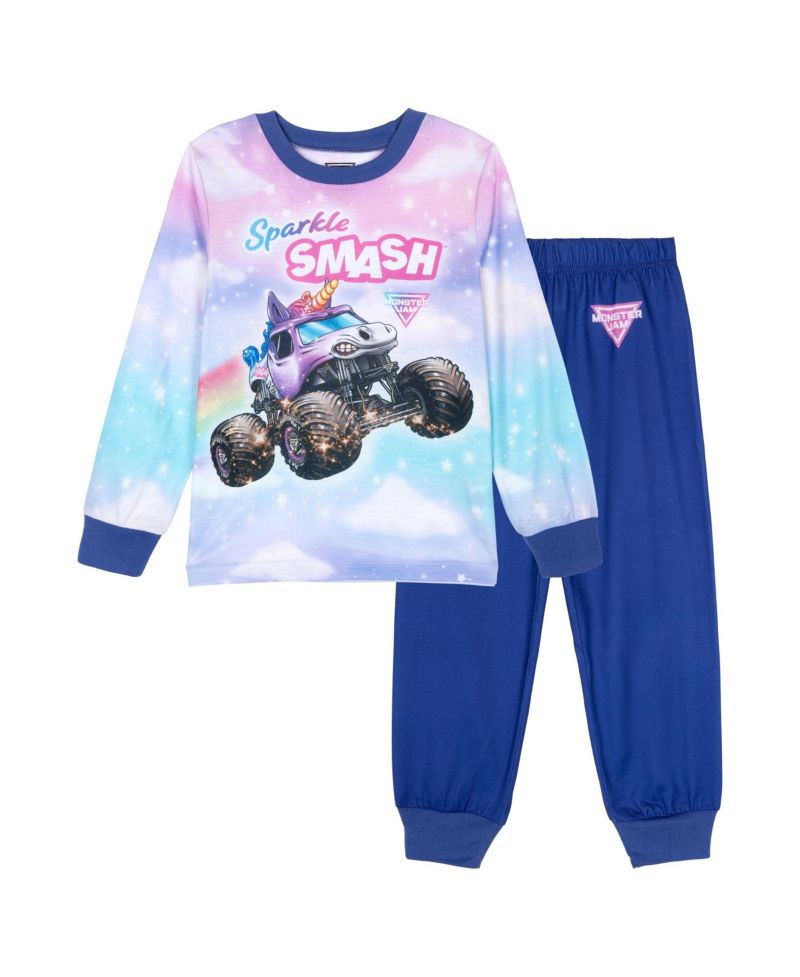 Girls' 4-16 Sparkle Smash Long-Sleeve Crewneck Flame-Resistant Shirt and Pants, 2-Piece Set