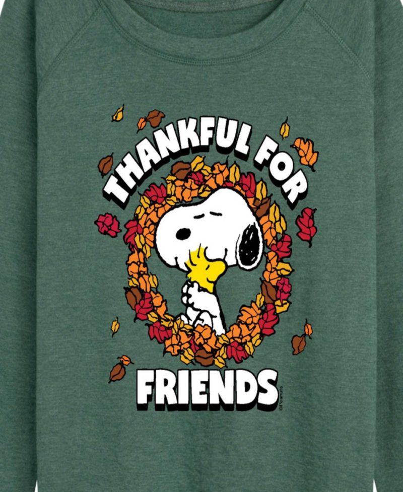 Plus Size Snoopy and Woodstock Fall Friends French Terry Long Sleeve T-Shirt