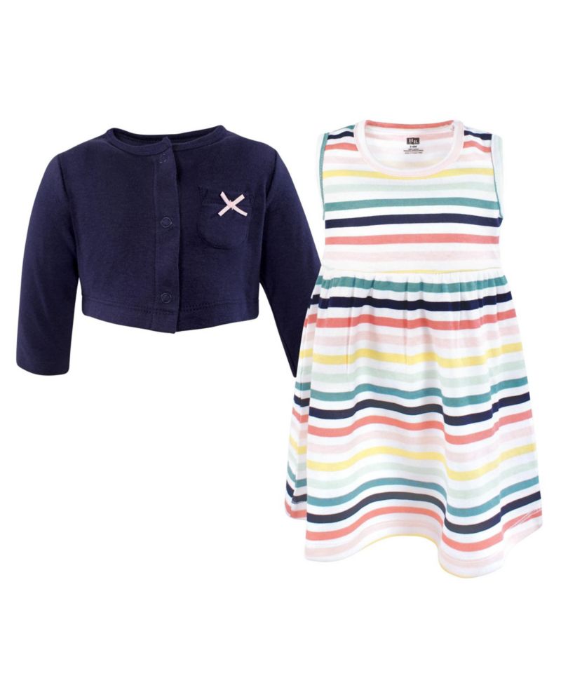 Baby Girls Hudson 0-24M Cotton Dress and Cardigan Set, Sunset Stripe