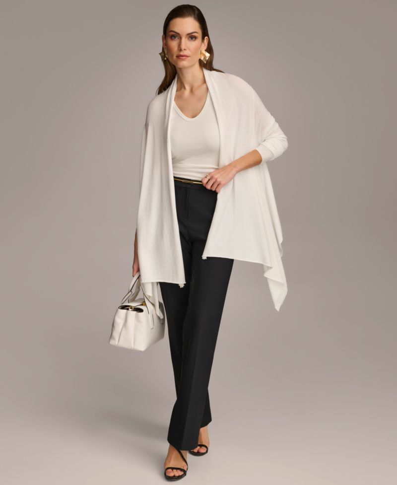 Women's Long-Sleeve Drape-Front Cardigan
