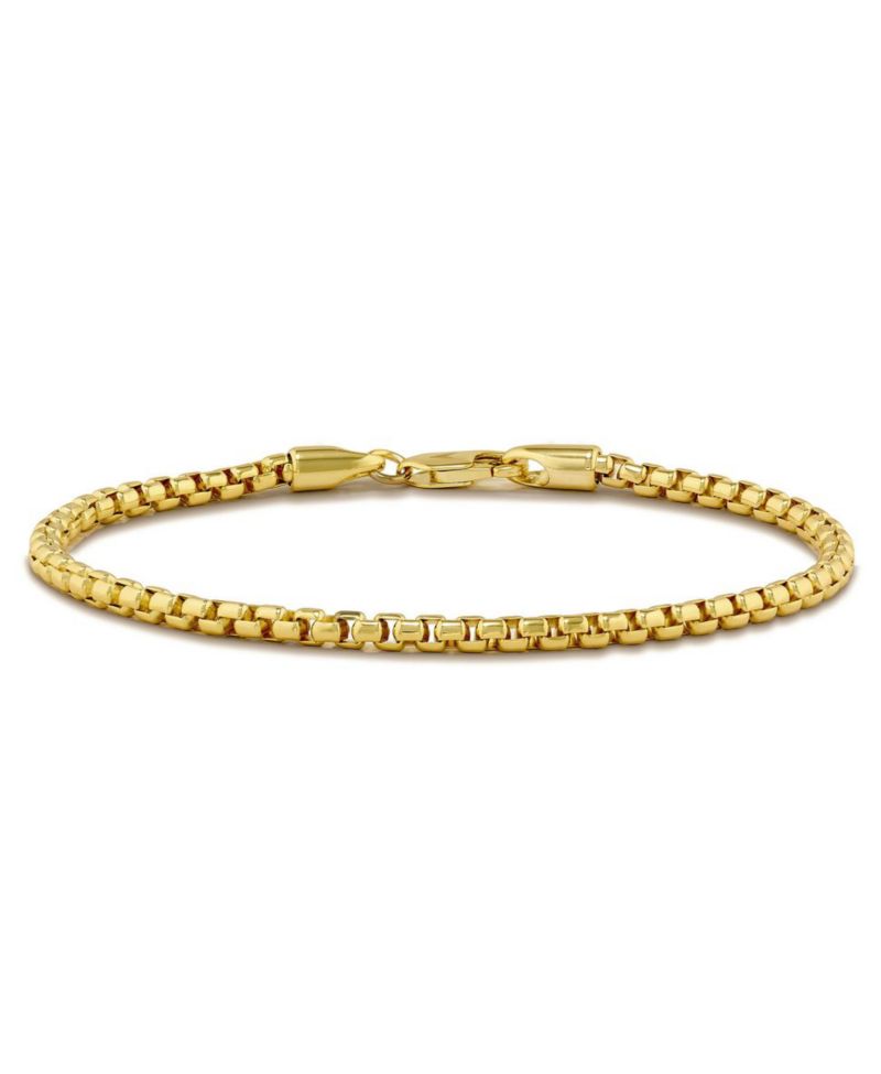 Men's Box Chain Bracelet 3mm Rhodium-Plated Sterling Silver