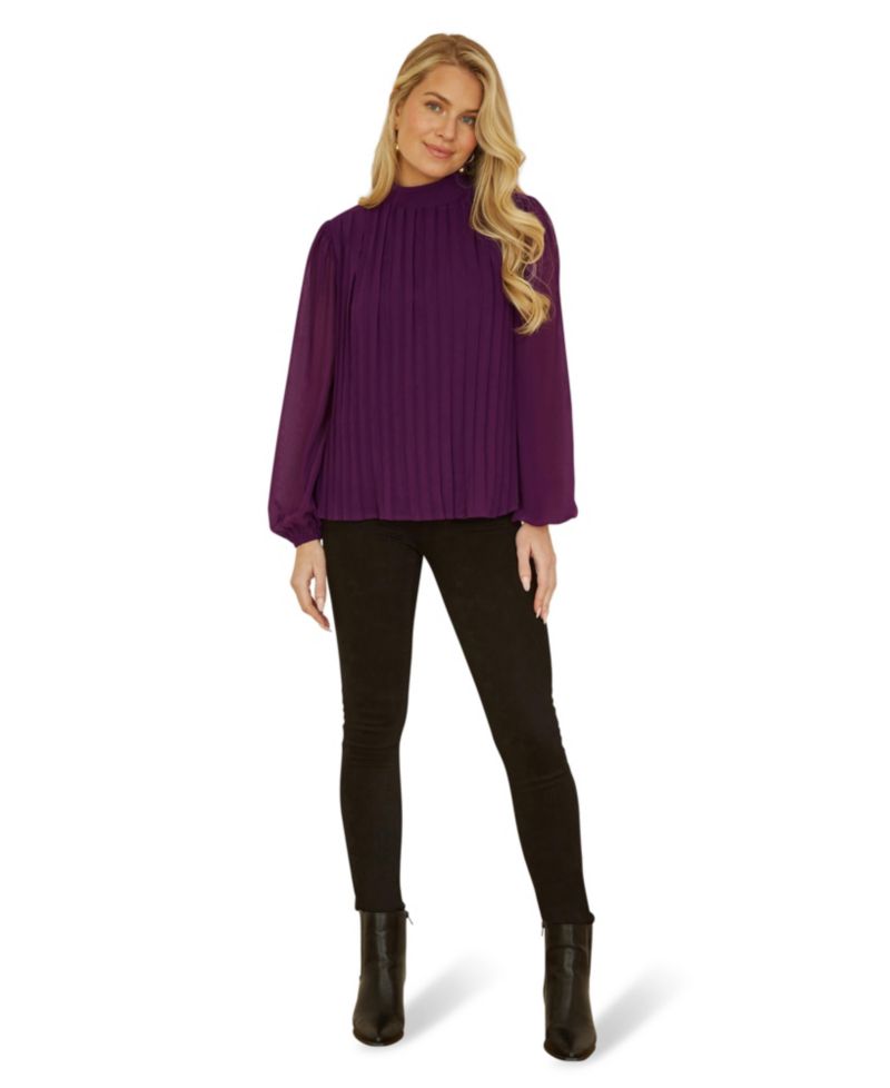 Women's Pleated Long Sleeve Top