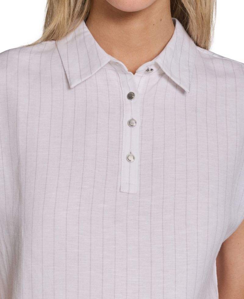 Petite Short-Sleeve Collared Top