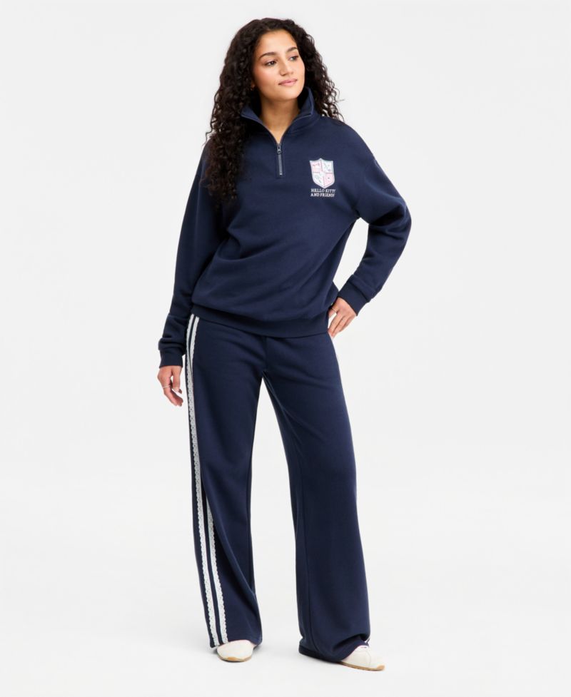 Juniors' Hello Kitty Match Quarter-Zip Sweatshirt