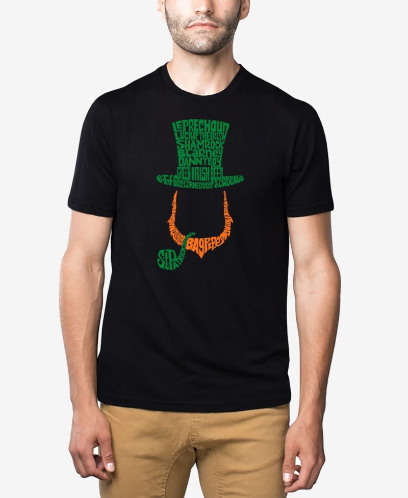 Men's Cotton/Poly Blend Leprechaun Word Art Graphic T-shirt