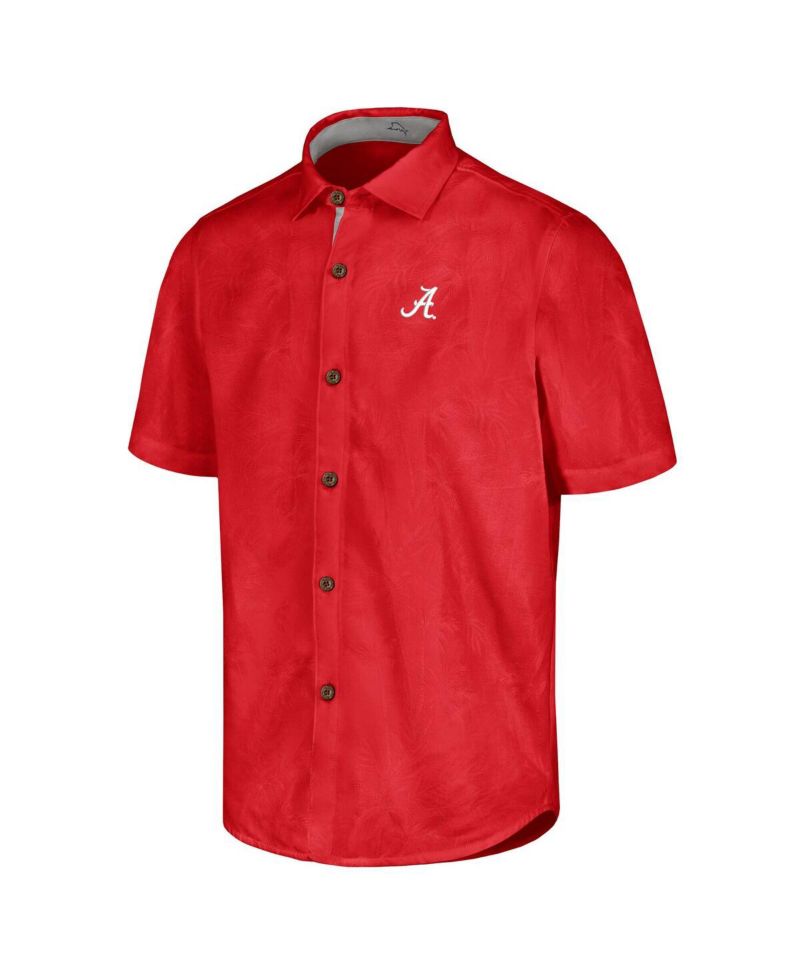 Men's Crimson Alabama Crimson Tide Sport Coconut Point Palm Vista IslandZone Button-Up Shirt